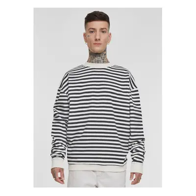 Men's Striped Crewneck Sweatshirt White - Sand/Black