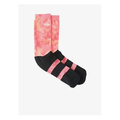 Set of two pairs of socks in black-pink and white Quiksilver - Men