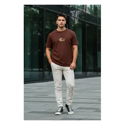 Trendyol Brown Relaxed Cut Printed 100% Cotton T-Shirt