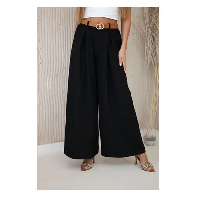 Kesi Włoski Wide-leg belted trousers black