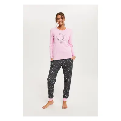 Antilia women's pyjamas, long sleeves, long legs - pink/print