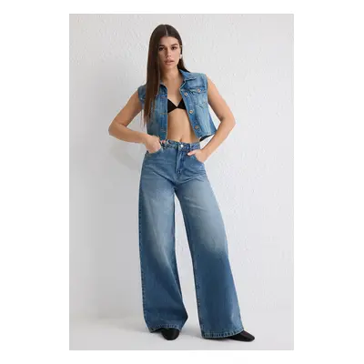 Trendyol Blue High Waist Loose Wide Leg Jeans