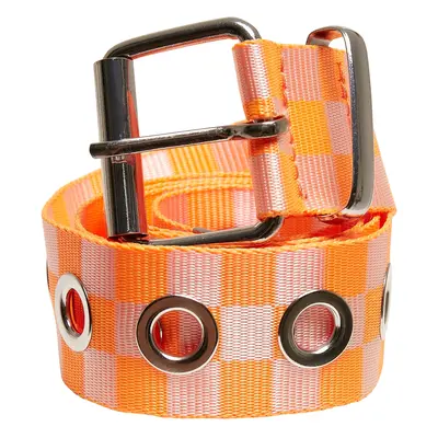 Checkered belt with eyelets neon orange/white