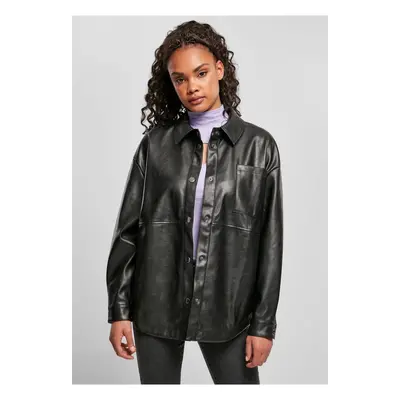 Women's shirt made of black synthetic leather