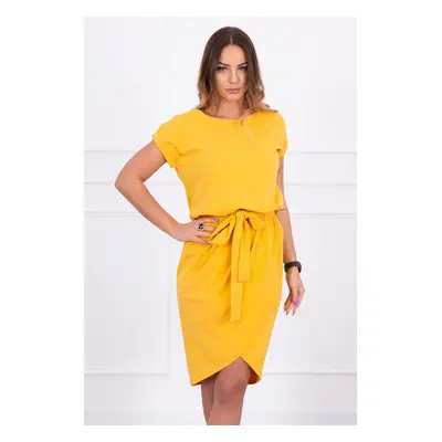 Tied dress with clutch bottom mustard