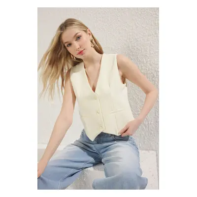 Trendyol Light Yellow Regular Crop Woven Vest