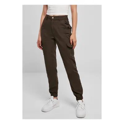 Women's high-waisted cargo pants brown