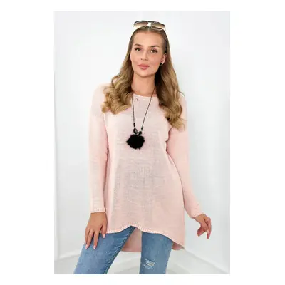 Sweater with necklace powder pink