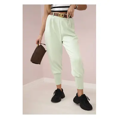 Kesi Włoski Pants with belt and pockets buttery-fabric dark mint