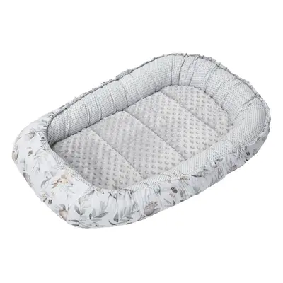 Medi Partners Baby cocoon/nest – Deer in leaves + gray Minky