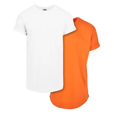 Pre-Pack Long Shaped Turnup Tee 2-Pack white+mandarin