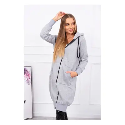 Kesi Long insulated sweatshirt with a hood gray