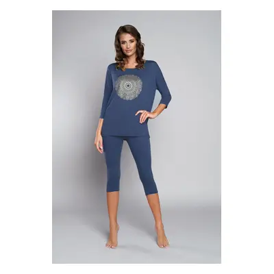 Pyjamas Mandala 3/4 sleeve, 3/4 legs - dark blue