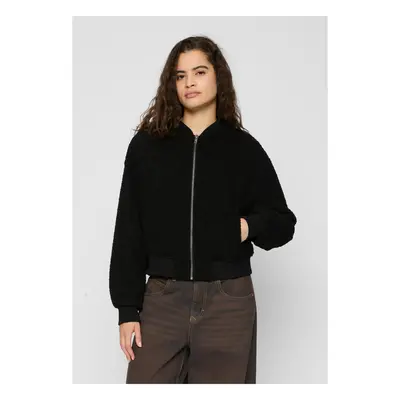 Women's Oversized Jacket Sherpa Bomber Jacket Black