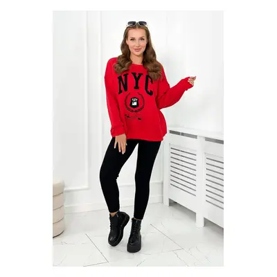 Cotton set insulated sweatshirt + leggings red