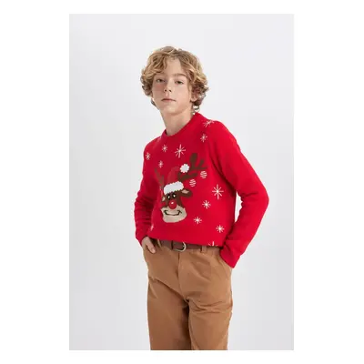 DEFACTO Boy's New Year Themed Crew Neck Sweater