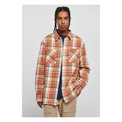 Long oversized shirt with checkered leaves softseagrass/red