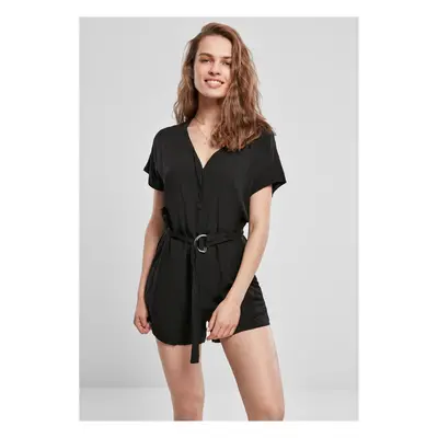 Women's jumpsuit with a short viscose belt in black