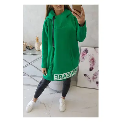 Insulated sweatshirt with zipper in green color