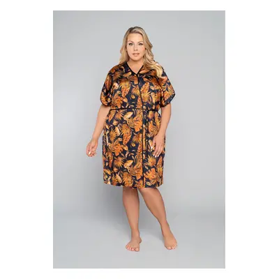 Women's Monstera bathrobe with short sleeves - print