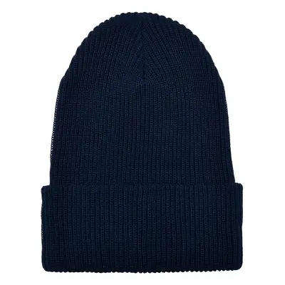 Recycled yarn beanie with ribbed knit in a nautical style