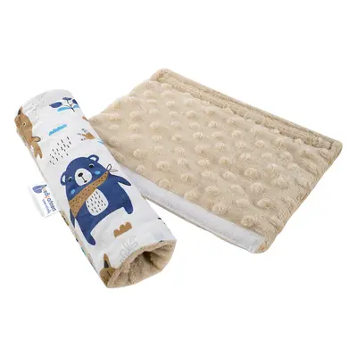 Medi Partners Cotton + minky car seat belt protector – Boho animals + beige minky