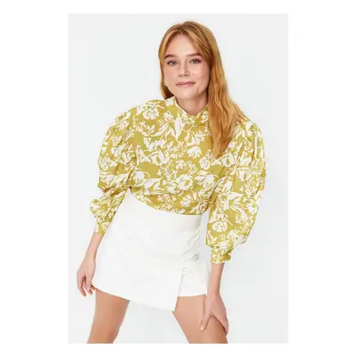 Trendyol Yellow High Neck Patterned Woven Blouse