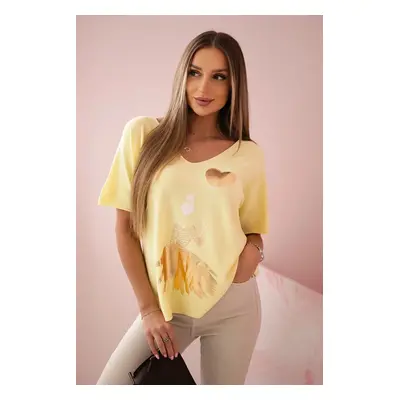 Kesi Włoski V-neck sweater blouse yellow