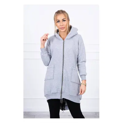 Insulated sweatshirt with a zipper at the back gray