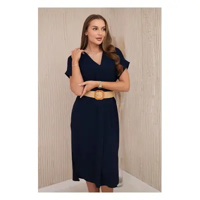 Kesi Włoski Dress with a decorative belt navy