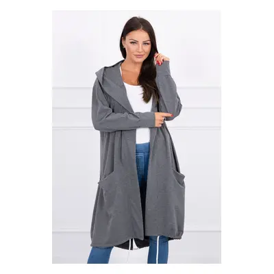 Oversize graphite hooded cape