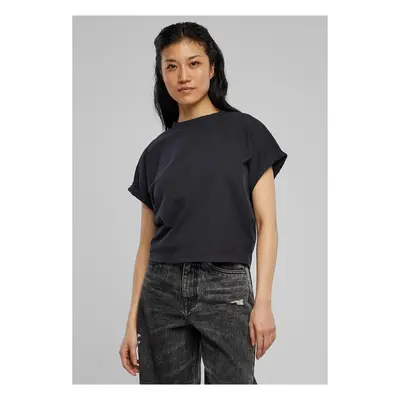 Women's T-shirt with a short pigment cut on the sleeve black