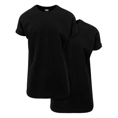 Men's T-shirts Pre-Pack Long Shaped Turnup 2-Pack black