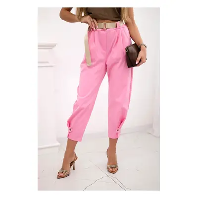 Kesi Włoski Summer Punto trousers with leg closure light pink