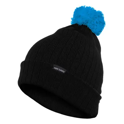 Contrasting Bobble blk/tur beanie