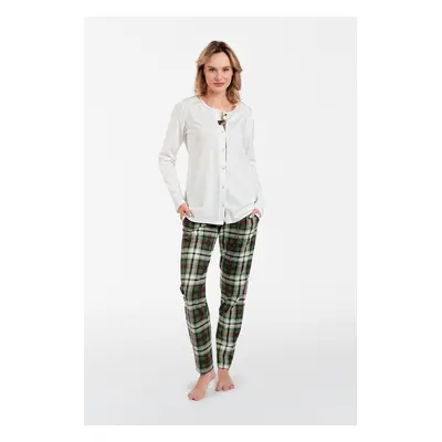 Women's pajamas Asama long sleeves, long pants - ecru/print