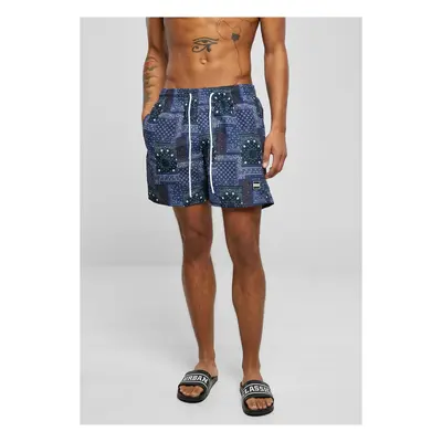 Patterned swimsuit shorts with navy scarf aop