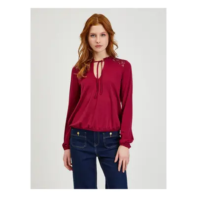 Burgundy Women's Blouse with Lace ORSAY - Ladies