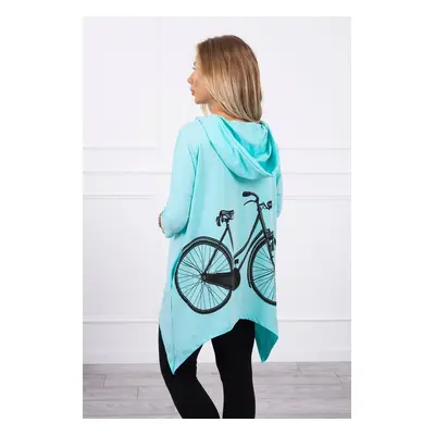 Mint cycling print hoodie