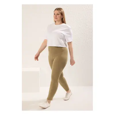 Trendyol Curve Khaki High Waist Knitted Compression Leggings