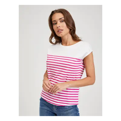 White-pink women's striped t-shirt ORSAY - Women's