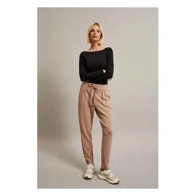 Women's trousers with tie MOODO - beige