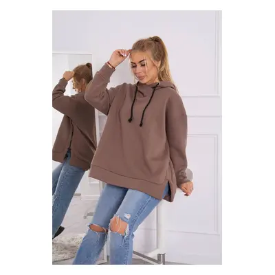 Insulated sweatshirt with zipper on the side of the mocha