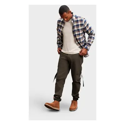 Ombre Men's STRAIGHT LEG cargo pants with striped pockets - graphite