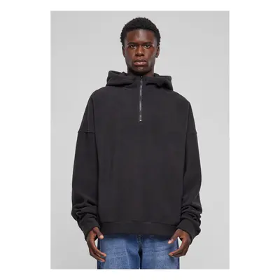 Men's Oversized Half Zip Hoody Black Fleece Sweatshirt