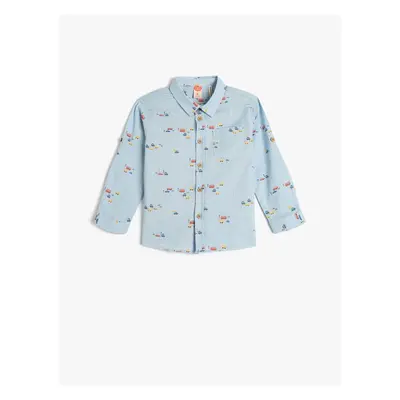 Koton Car Printed Shirt Long Sleeve Cotton Pocket Detailed