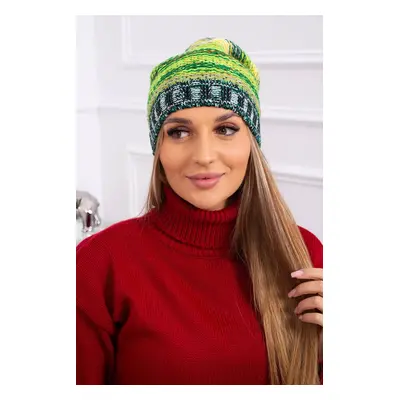 Kesi Cap with fleece Krystyna K207 green neon+dark green