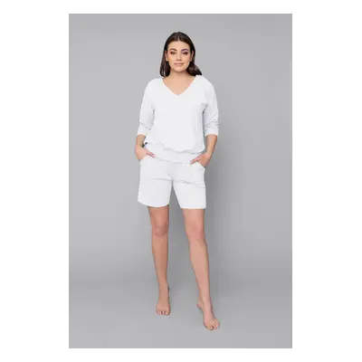 Karina women's set, 3/4 sleeves, short legs - white