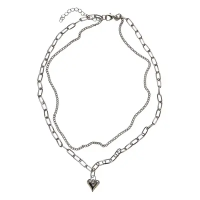 Heart Icon Layering Necklace - Silver Color