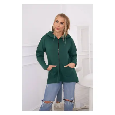 Insulated sweatshirt with a longer back and pockets dark green